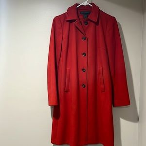 Banana Republic - Long Red/Orange Wool Pea Coat in Size XS